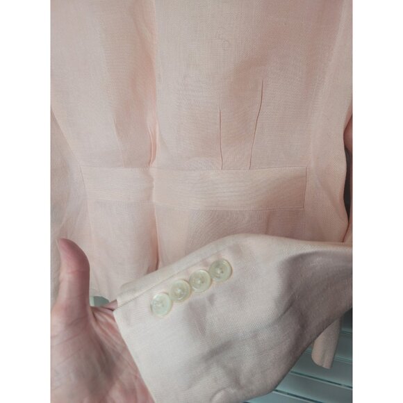 Lauren Ralph Lauren 100% Linen Blazer Peach Office Siren Legally Blonde Preppy - Picture 3 of 6